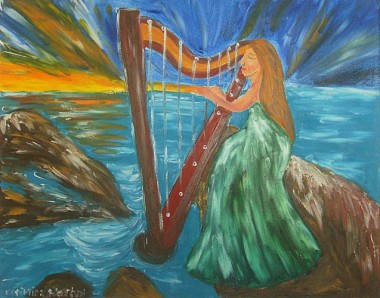 Playing her harp 1