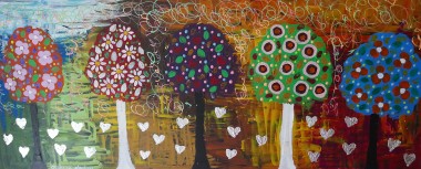 Silver Hearts among Colourful Lollipop Trees