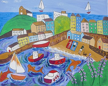 Quirky View of Tenby with Goldfish