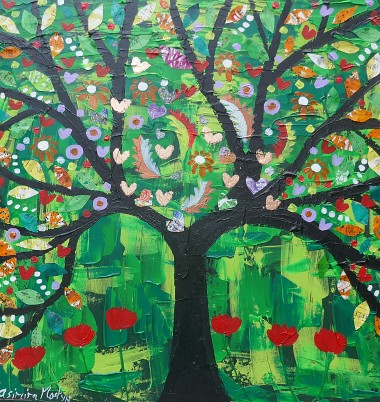 Colourful Jewelled Tree in a Green Sky