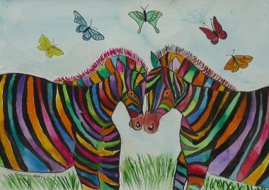 Two Colourful Fat Zebras