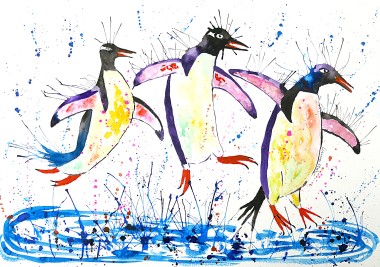 Dancing Penguins in the Rain!
