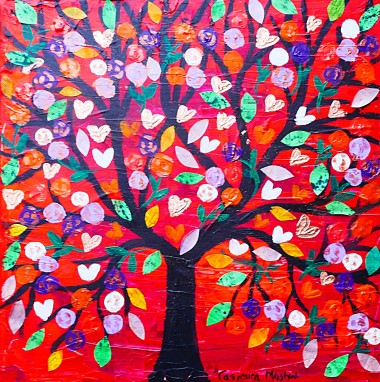 Quirky Love tree in a Red Sky