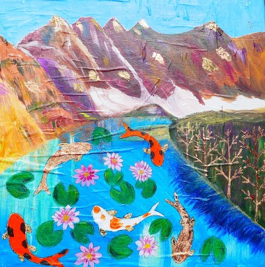 Koi Fish and the Mystical Mountains 