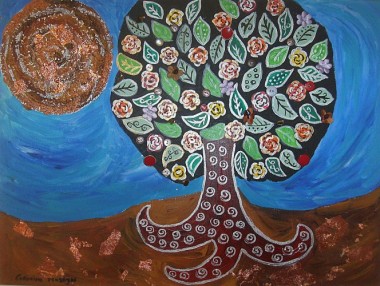 Quirky, collage tree