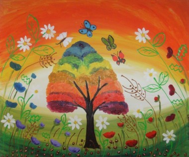 Poppies and Butterflies Whispering to the Rainbow Tree