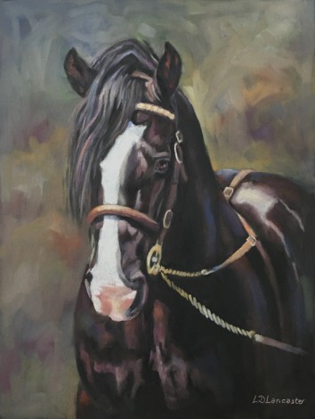 Black Welsh Cob Stallion Pastel Painting