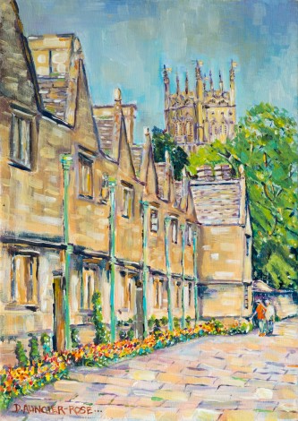 SPRINGTIME STROLL IN CHIPPING CAMPDEN painting for sale