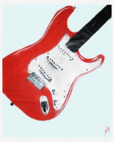 Strat. (Red on chunky canvas).