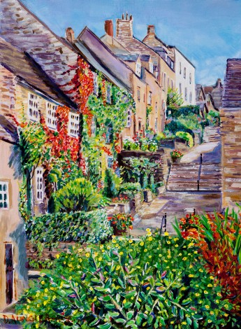 Summer - Looking Up The Chipping Steps, Tetbury,  Painting