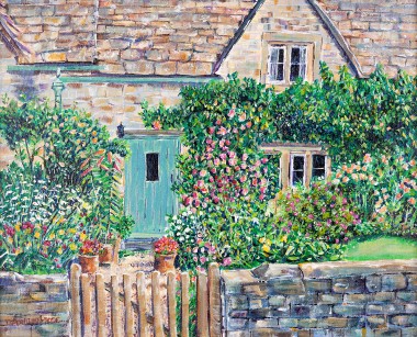 SUMMER COTTAGE GARDEN painting for sale