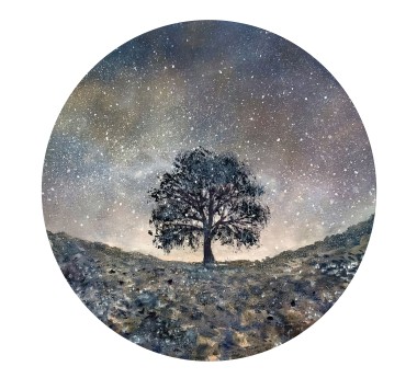 Under The Winter Stars, Sycamore Gap - Round Painting