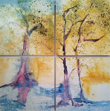 Trees, tranquil, contemporary, oil, canvas, large, painting, caia, caia matheson, 