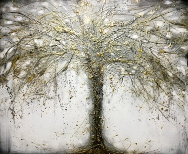 Gold grey abstract tree