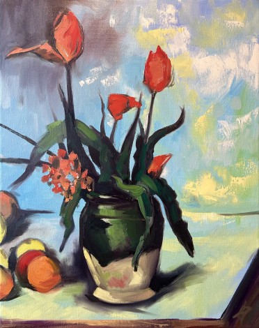 'Tulips in a vase' - Cezanne reproduction 