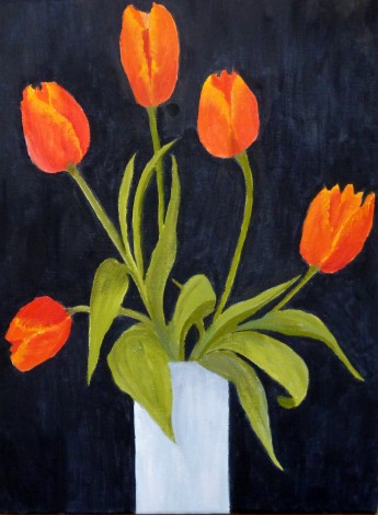 Tulips in a White Vase