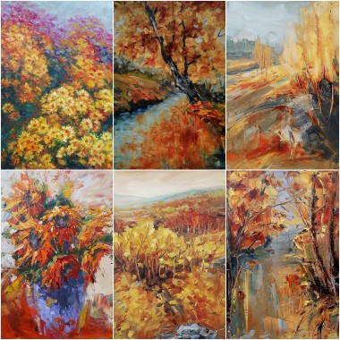 Gallery wall-Autumn mood-set of 6 paintings
