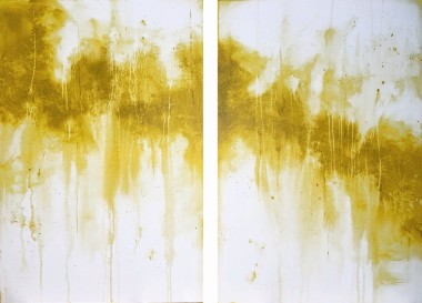 Yellow Ochre Oversize Abstract Diptych I