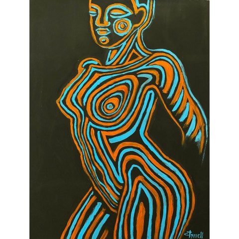 Painted Body Orange and Blue 1