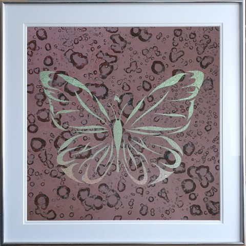 Winged Resurrection (silver on salmon pink)
