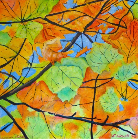 Autumn Leaves Oil Painting by UK Artist Elizabeth Sadler