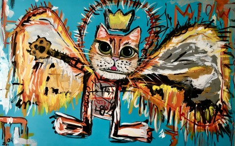 Cat King Fallen Angel Inspired By Basquiat 