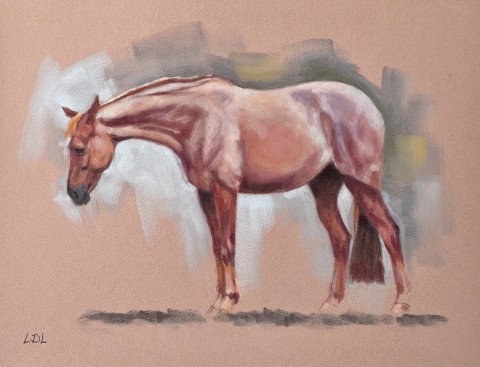 Chestnut horse pastel study