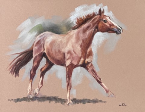 Chestnut horse pastel sketch