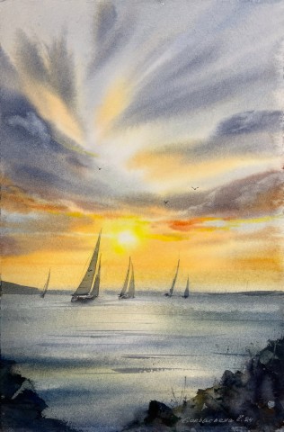Yachts at sunset #16