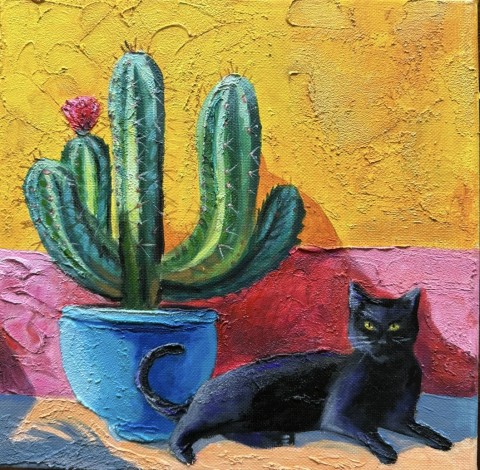 Cat and cactus
