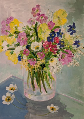 Mixed Wild Flowers in a Glass