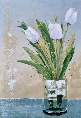 Vase with White Tulips