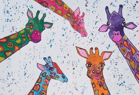Quirky Colourful Giraffes 
