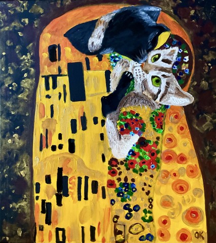 Feline kiss, cats and Gustav Klimt 