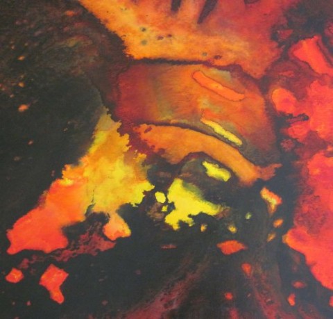 Inferno red black and yellow abstract painting 