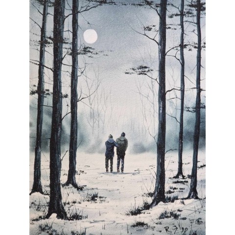 Valentines Day Moon.

Original watercolour painted by Ricky Figg on watercolour paper.