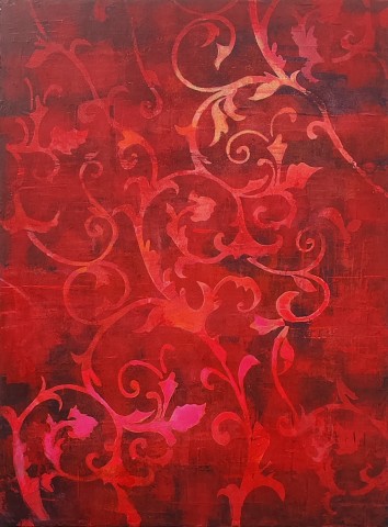 Red Abstract Painting on canvas 
