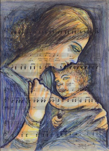 mother and baby,mother and child,child,hug human,love,music,people,portrait, vintage
