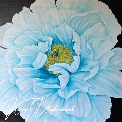Turquoise/Teal &amp; White Peony