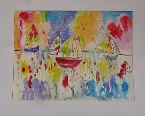 Sailing Boats in a Colourful Sky