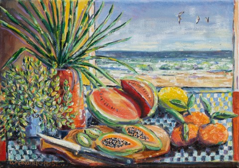 Still Life with Fruit and a Sea View