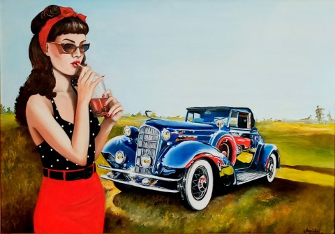 Pin up with Vintage cars