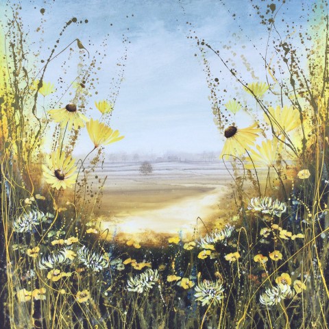 Yellow flowers landscape painting