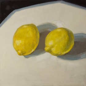 Modern Still Life of Two Yellow Lemons