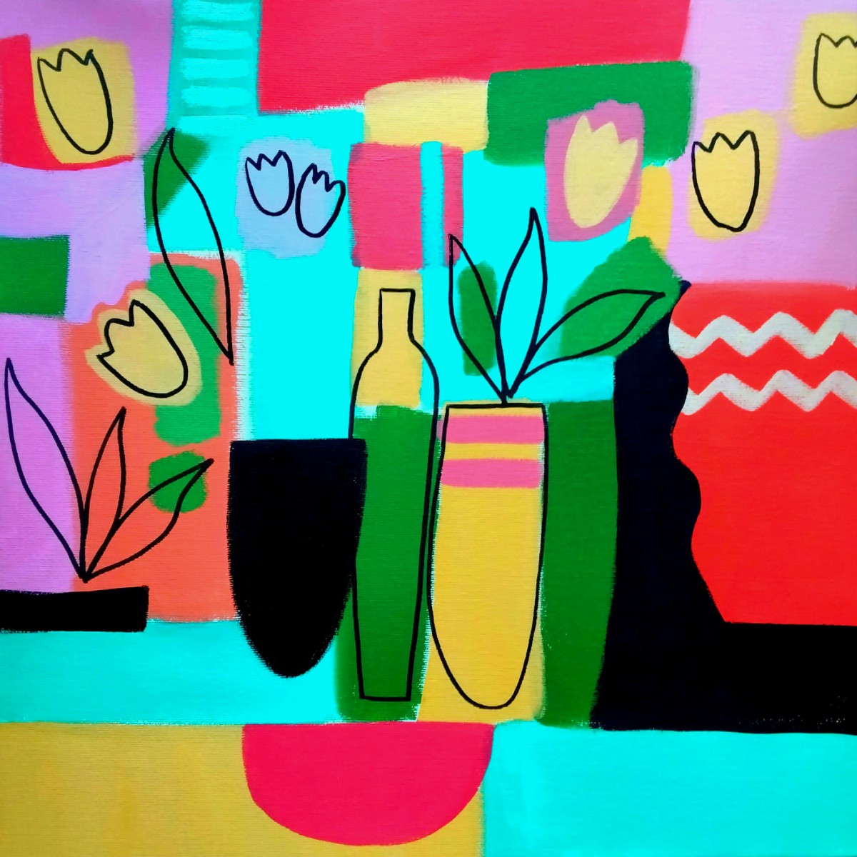 Still Life with Vases of Tulips by Jan Rippingham | Art2Arts